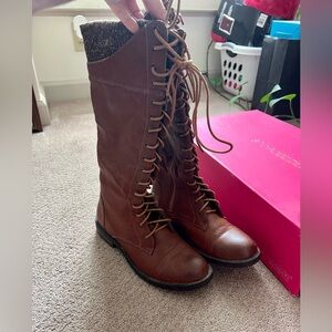 Shoedazzle Brown lace boots size 8